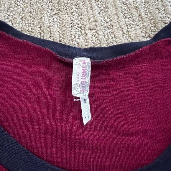 Free People Maroon 3/4 Sleeve Sweater Top - Picture 4 of 6